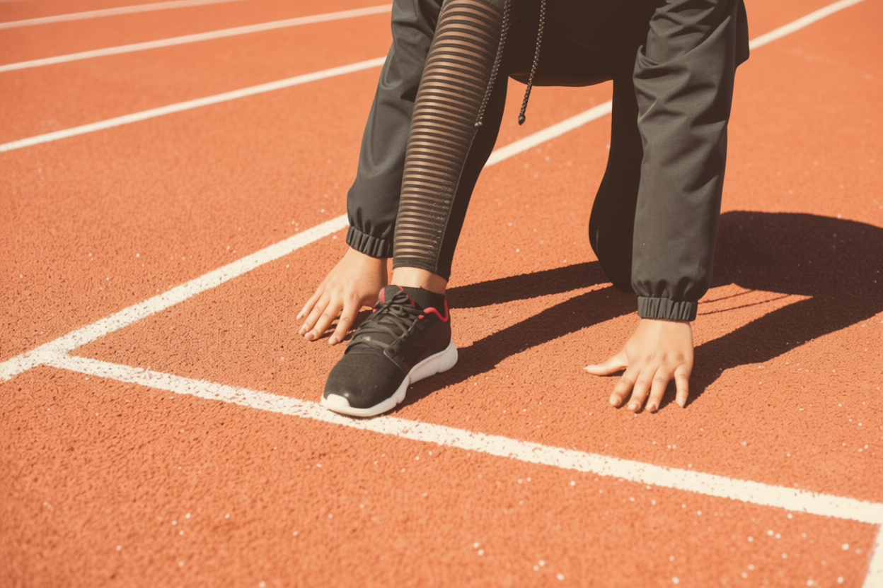 A runner in black athletic gear
