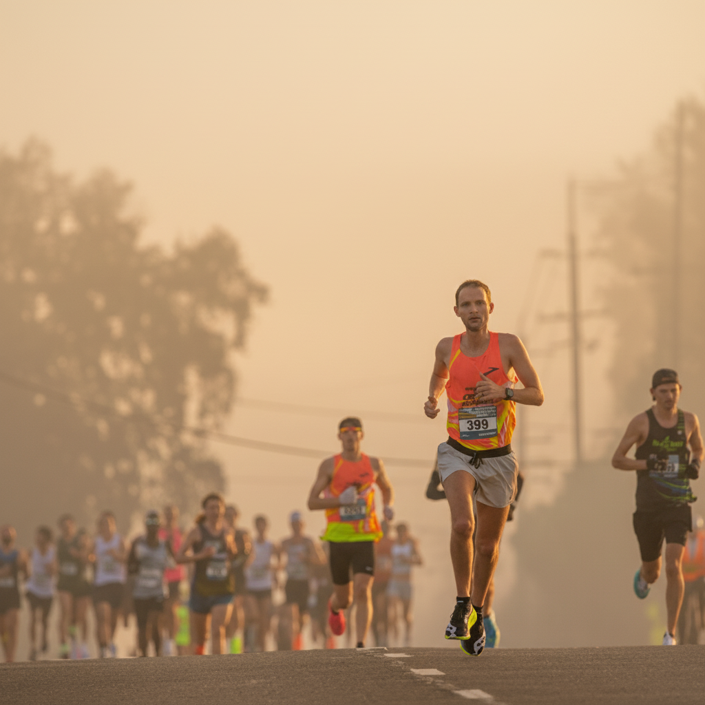 सुबह की धूप में दौड़ता हुआ एक अनुभवी धावक