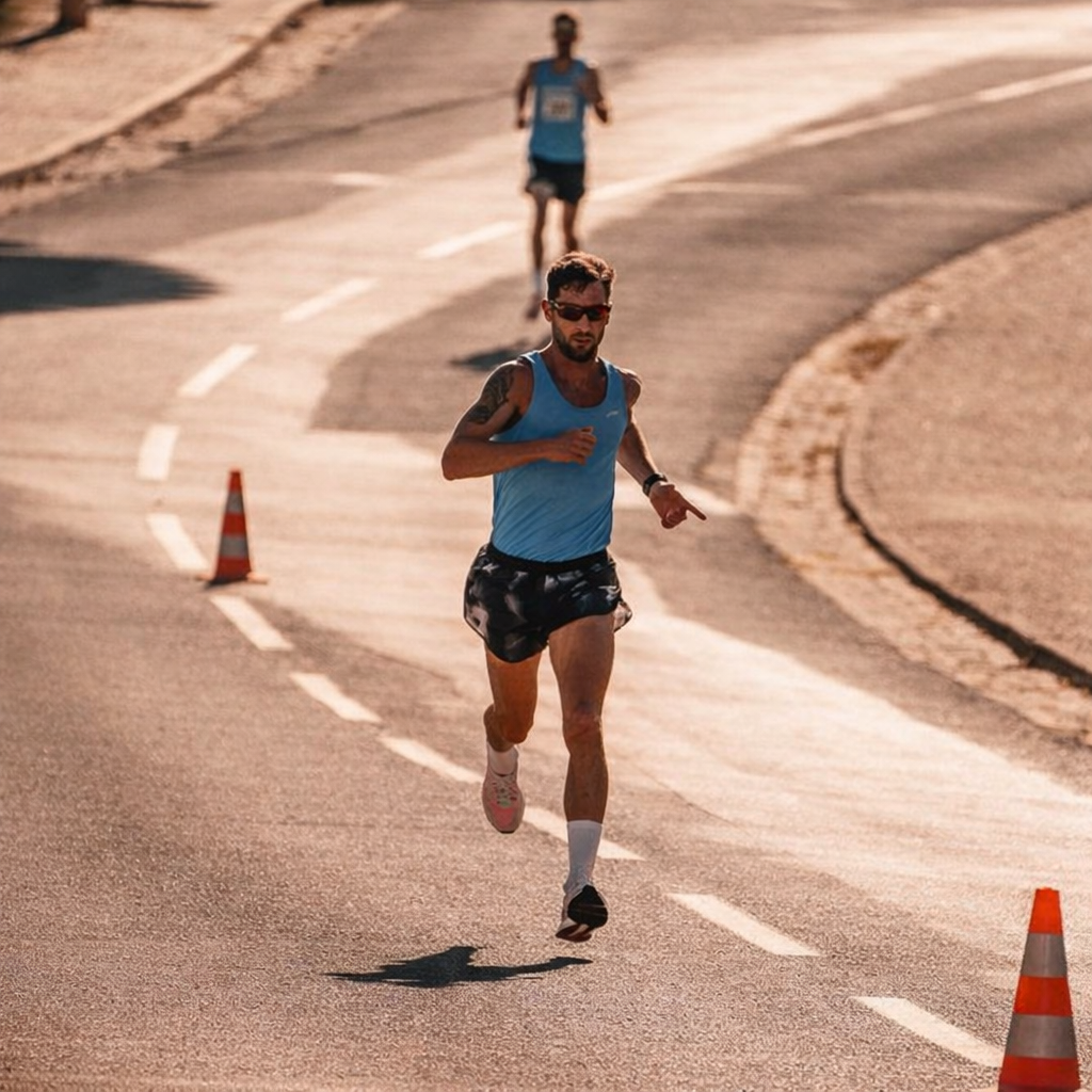 मैराथन के दौरान कठिन चढ़ाई पर दौड़ते हुए धावक