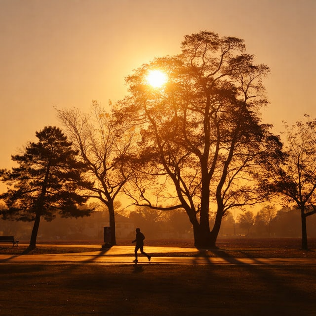 नेहरू पार्क में सुबह की ट्रेनिंग करते धावक