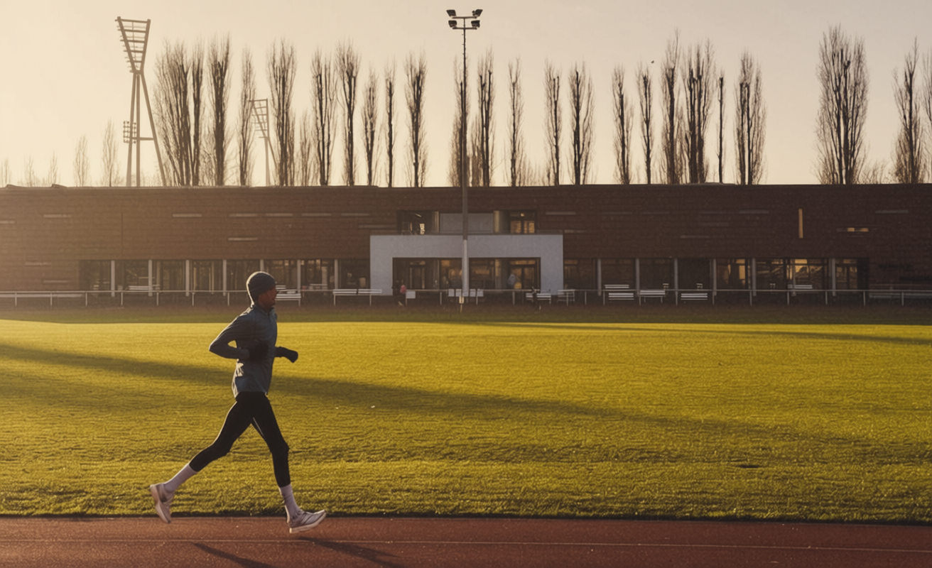 नेहरू पार्क में सुबह दौड़ते हुए धावकों का समूह