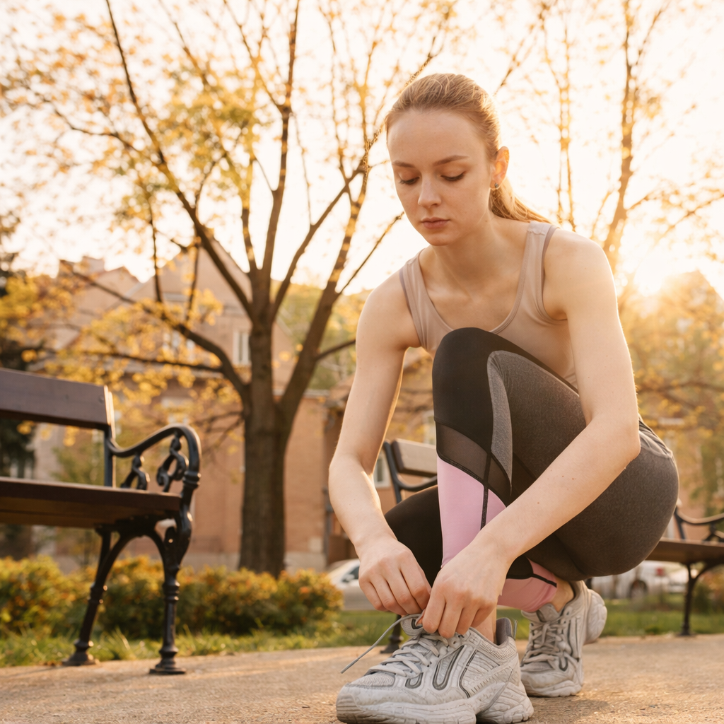 A young woman in athletic wear