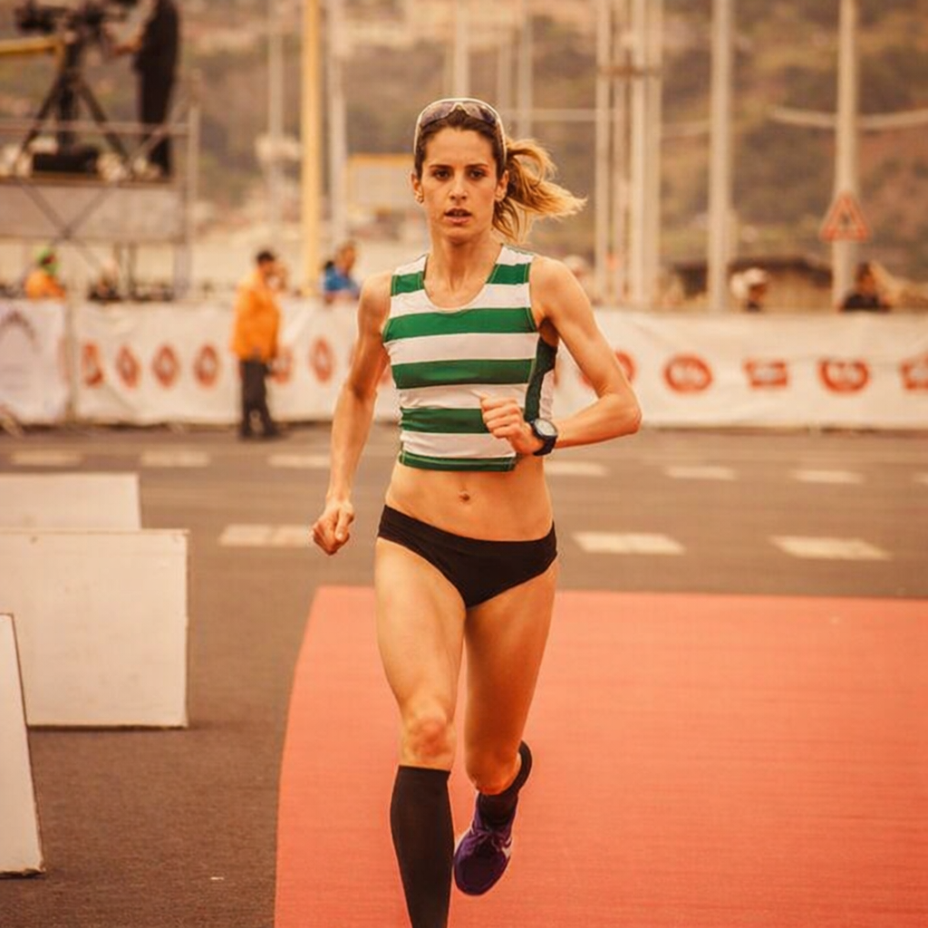 A determined female runner in a